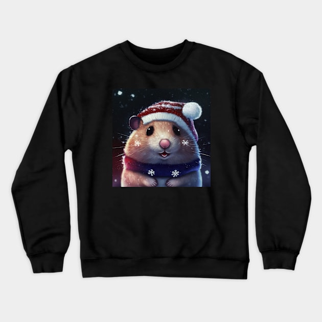 Cute Christmas Hamster Crewneck Sweatshirt by Art8085